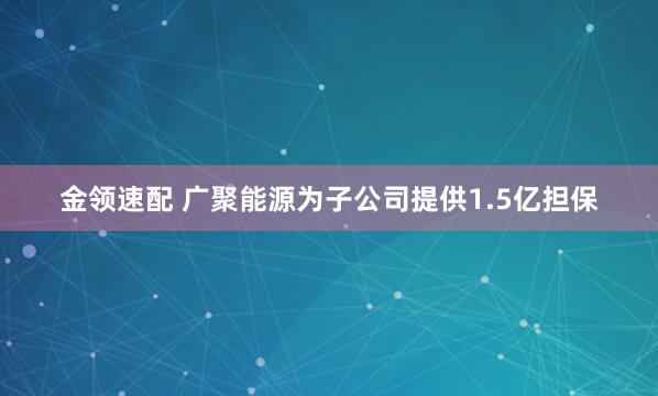 金领速配 广聚能源为子公司提供1.5亿担保
